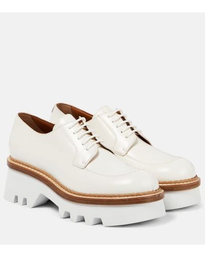 Chloé Zapatos Derby Owena de piel - Blanco