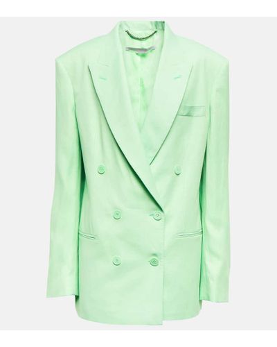 Stella McCartney Blazer doppiopetto in misto lino - Verde