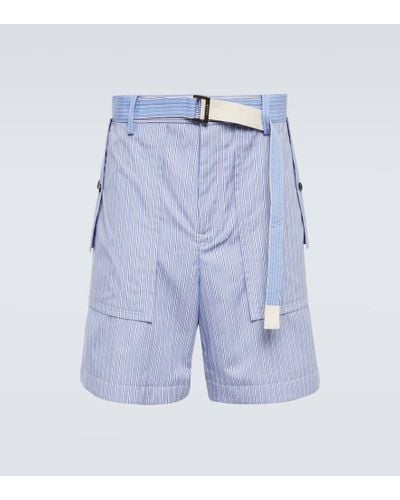 Sacai X Thomas Mason Striped Poplin Shorts - Blue