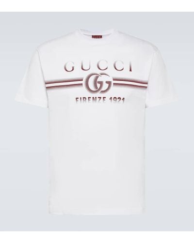 Gucci Camiseta de jersey de algodon con logo - Blanco