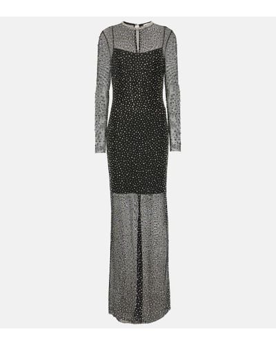 Rebecca Vallance Cecile Crystal-embellished Gown - Gray