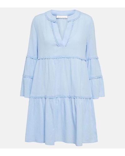 Heidi Klein Cap Mala Pom-pom Cotton Tunic - Blue