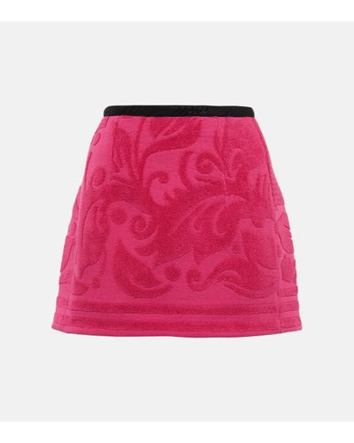 Marine Serre Jacquard Cotton Miniskirt - Pink