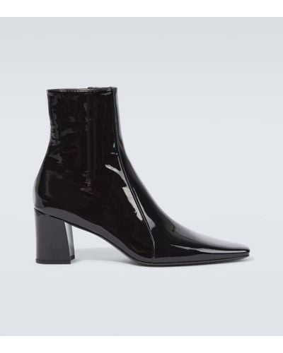 Saint Laurent Rainer 75 Patent Leather Ankle Boots - Black