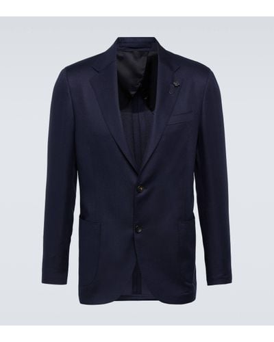 Lardini Cashmere, Wool, And Silk Blazer - Blue