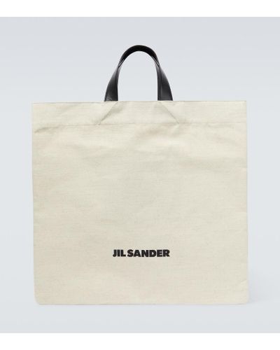 Jil Sander Tote Book aus Canvas mit Leder - Natur