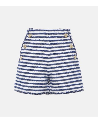 Rebecca Vallance Matteo High-rise Boucle Shorts - Blue