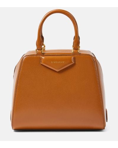 Givenchy Antigona Cube Mini Leather Tote Bag - Brown