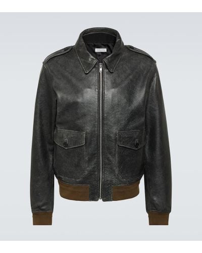 Frankie Shop Wyatt Leather Bomber Jacket - Black