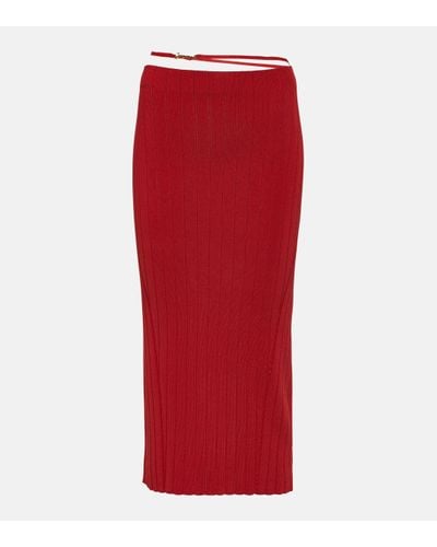 Jacquemus La Jupe Pralu Knitted Midi Skirt - Red