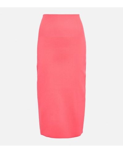 Victoria Beckham Vb Body High-rise Knit Midi Skirt - Pink
