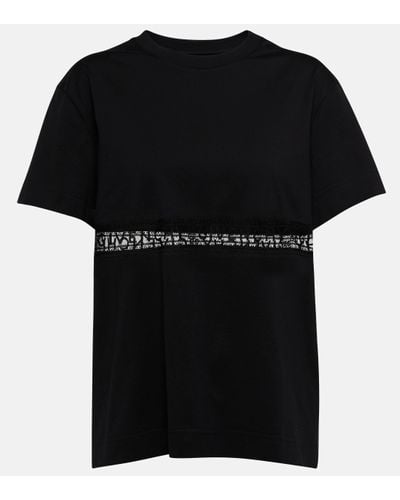 Givenchy T-shirt en coton a dentelle - Noir
