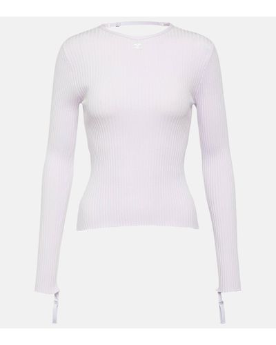 Courreges Logo Cutout Ribbed-knit Top - White