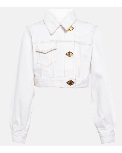 Ganni Denim Cropped Jacket - White