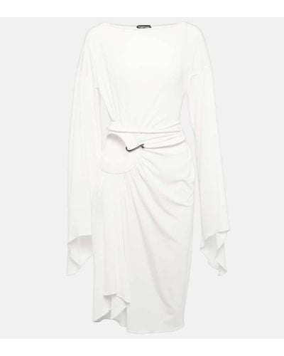 Tom Ford Belted Cutout Jersey Minidress - White