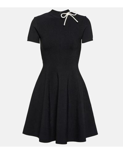 Valentino Bow-detail Compact Knit Minidress - Black