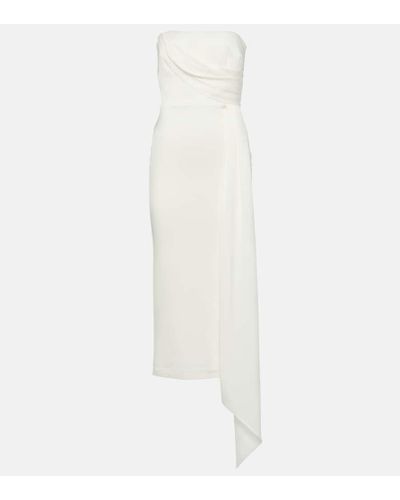 Alex Perry Draped Strapless Crepe Midi Dress - White