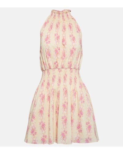 LoveShackFancy Destiny Floral Cotton Minidress - Pink
