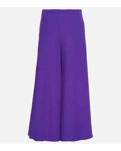 Valentino Silk Wide-leg Trousers - Purple