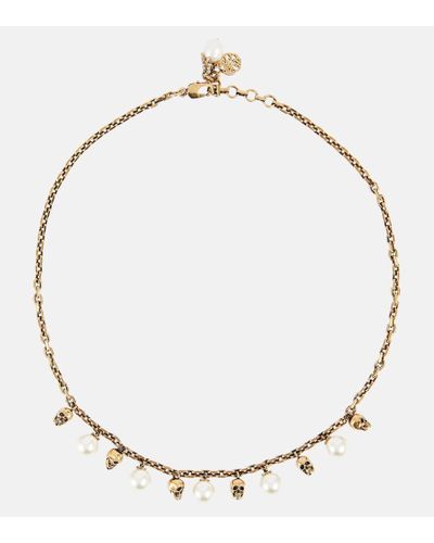 Alexander McQueen Collana a catena con perle bijoux - Metallizzato