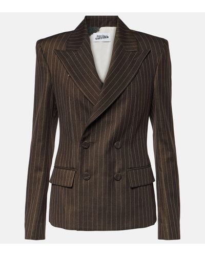 Jean Paul Gaultier Tattoo Pinstripe Wool-blend Blazer - Black