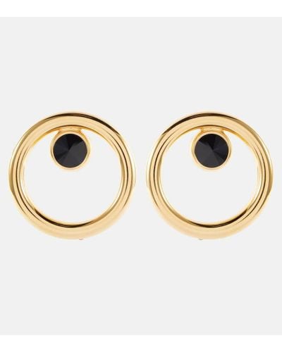 Alessandra Rich Embellished Hoop Clip-on Earrings - Metallic