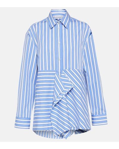 JW Anderson Striped Peplum Cotton Shirt - Blue