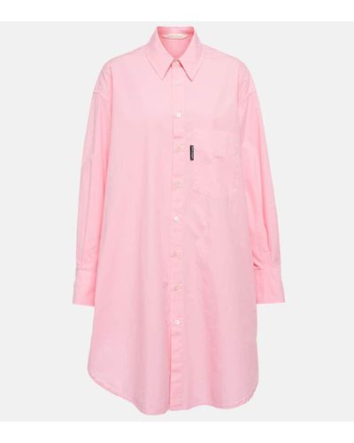 Palm Angels Logo Cotton Poplin Shirt Dress - Pink