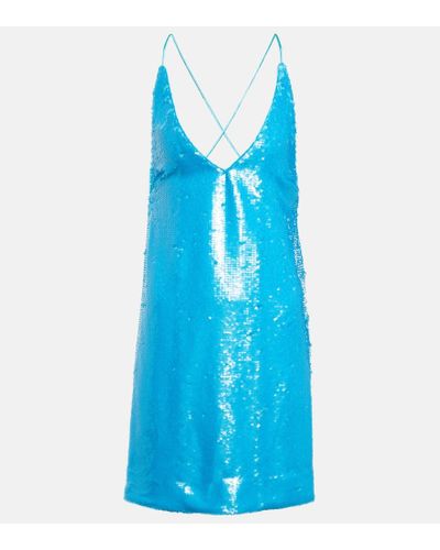 Ganni Minikleid mit Pailletten - Blau