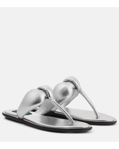 Emilio Pucci Metallic Leather Thong Sandals - White