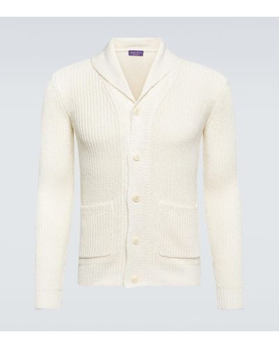 Ralph Lauren Purple Label Cardigan aus Seide und Leinen - Weiß