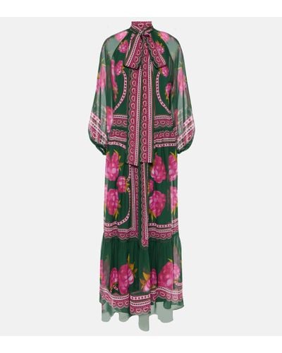 La DoubleJ Robe longue Athena imprimee en soie - Multicolore