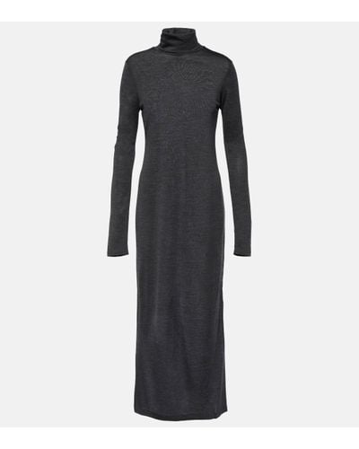 Polo Ralph Lauren High-neck Midi Wool Dress - Black