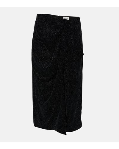 Isabel Marant Alyssa Embellished Velvet Midi Skirt - Black