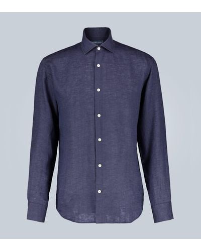 Frescobol Carioca Long-sleeved Linen Shirt - Blue