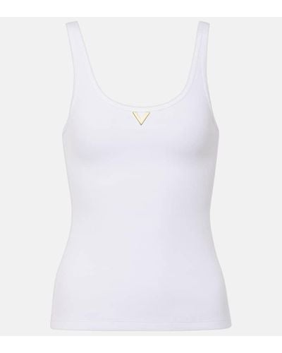 Valentino Vgold Ribbed-knit Jersey Tank Top - White