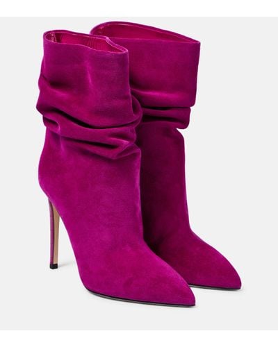 Paris Texas Slouchy Suede Ankle Boots - Pink