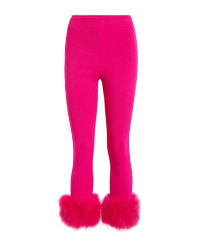 Magda Butrym Pantaloni cropped con piume - Rosa