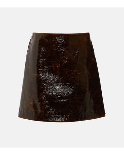 Sportmax Beta Leather-effect Wool-blend Miniskirt - Brown