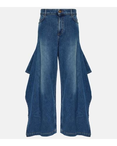 Burberry Jeans anchos de tiro alto - Azul