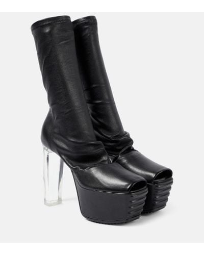 Rick Owens Minimal Grill Stretch 130 Leather Ankle Boots - Black