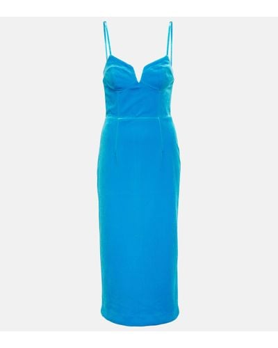 Rebecca Vallance Bernadette Velvet Midi Dress - Blue