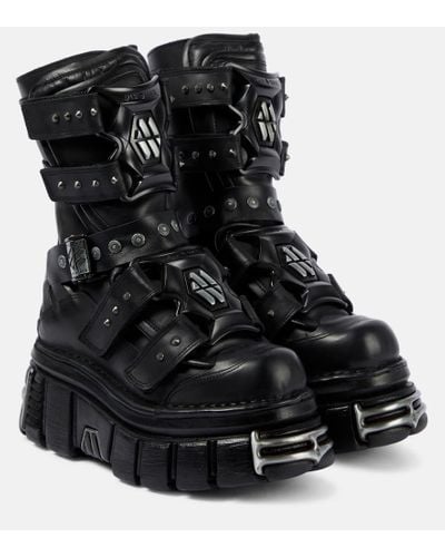 Vetements Gamer Leather Platform Ankle Boots - Black