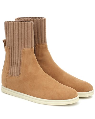 Loro Piana Cocoon Walk Suede Ankle Boots - Natural