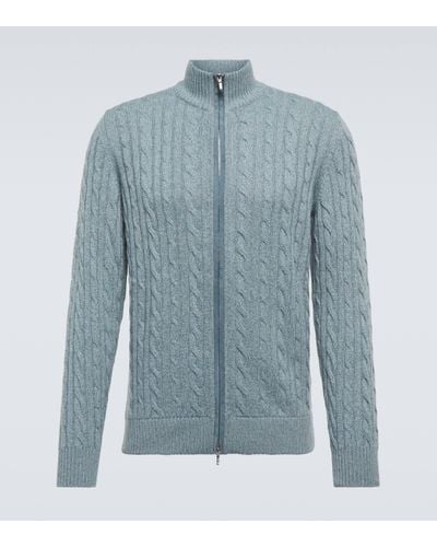 Loro Piana Cable-knit Cashmere Cardigan - Blue