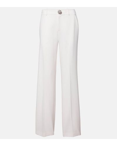 Area Embellished Cutout Wool Flared Trousers - White