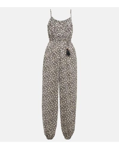 Tory Burch Floral Voile Jumpsuit - Gray