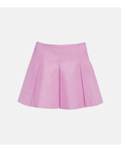 Stouls Surya Pleated Leather Miniskirt - Pink