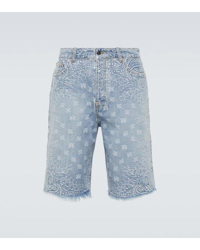 Amiri Shorts di jeans in jacquard - Blu