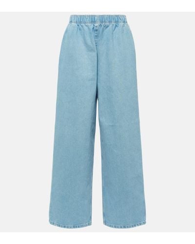 Prada Jeans a gamba larga con logo - Blu